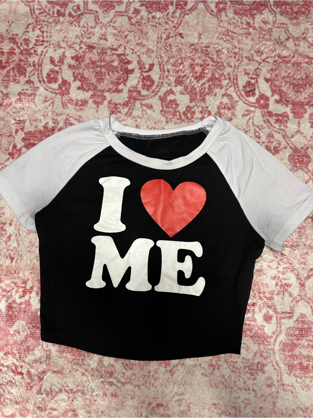 SHEIN Black & White 'I ♥ ME' Short Sleeve Tee
